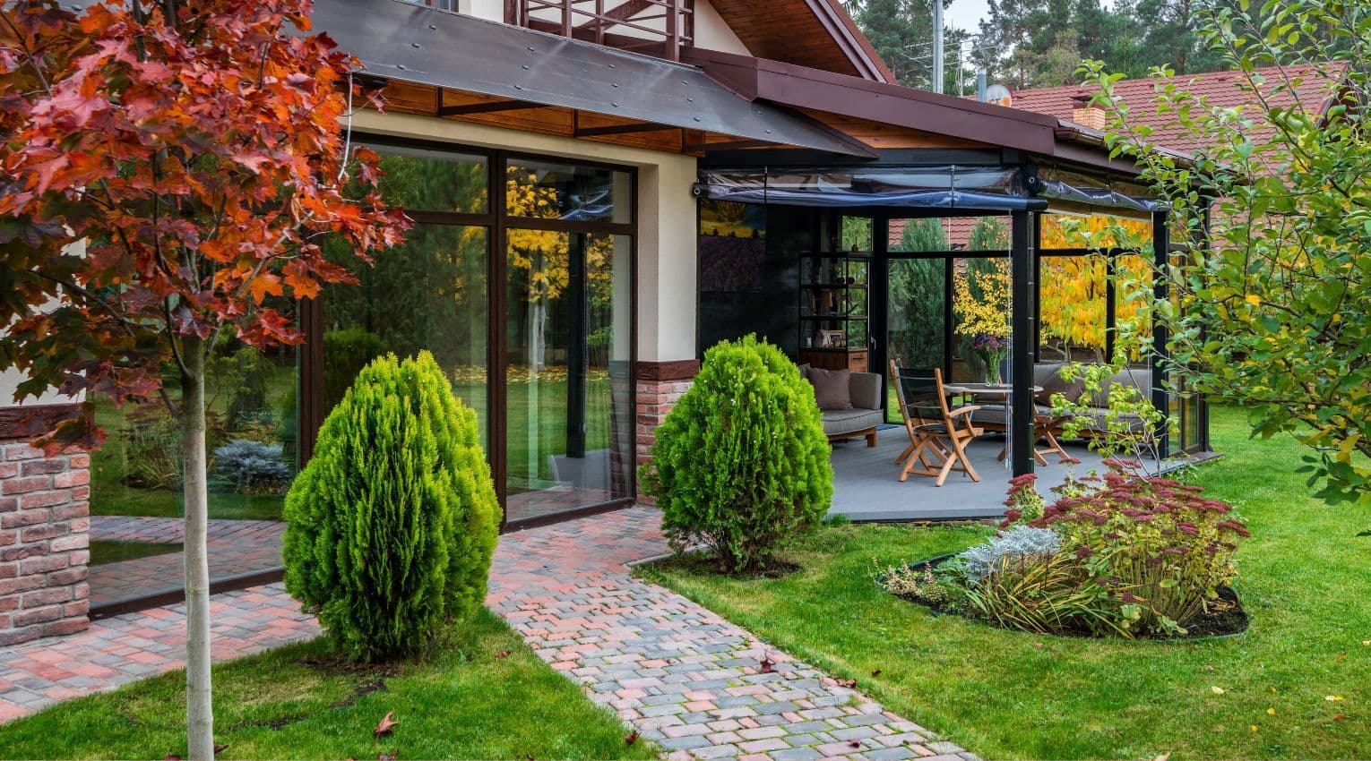 Exterior of modern brick home